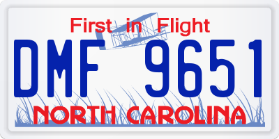 NC license plate DMF9651
