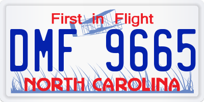 NC license plate DMF9665
