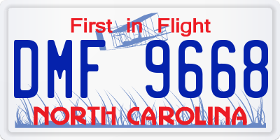 NC license plate DMF9668