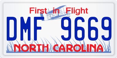 NC license plate DMF9669