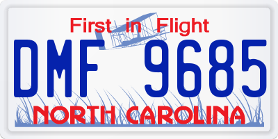 NC license plate DMF9685