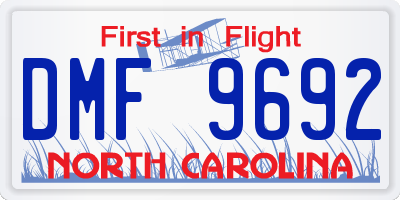 NC license plate DMF9692