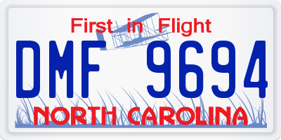 NC license plate DMF9694