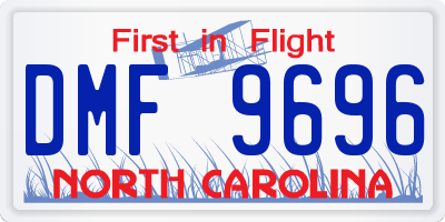 NC license plate DMF9696