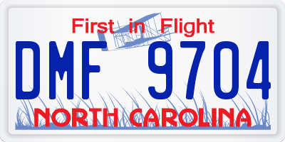 NC license plate DMF9704