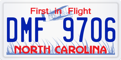 NC license plate DMF9706