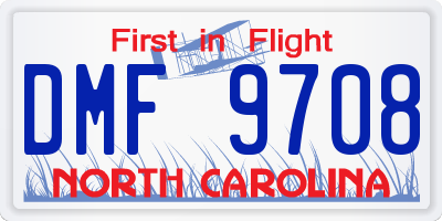 NC license plate DMF9708