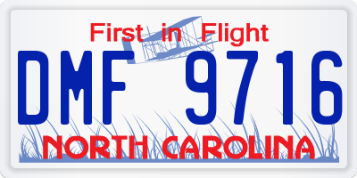 NC license plate DMF9716
