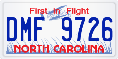 NC license plate DMF9726