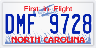 NC license plate DMF9728
