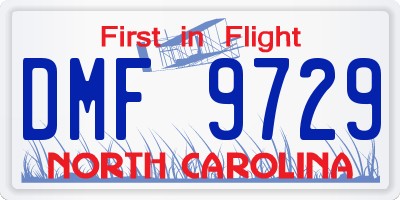 NC license plate DMF9729