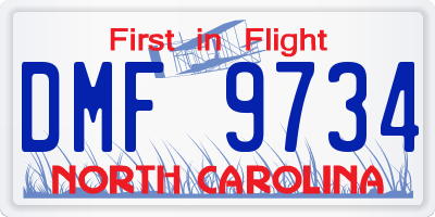 NC license plate DMF9734