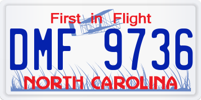 NC license plate DMF9736