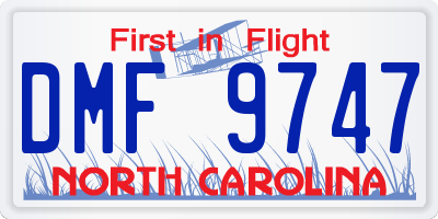 NC license plate DMF9747