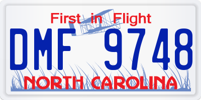 NC license plate DMF9748