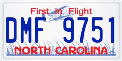 NC license plate DMF9751