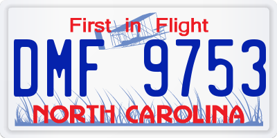 NC license plate DMF9753