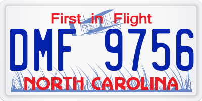 NC license plate DMF9756