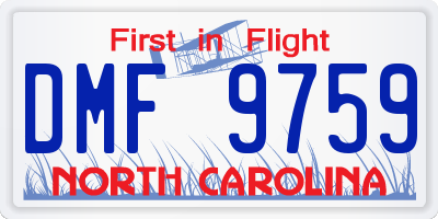 NC license plate DMF9759