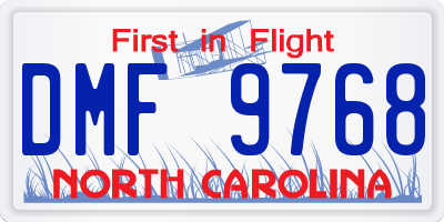 NC license plate DMF9768