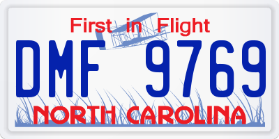 NC license plate DMF9769