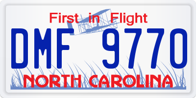 NC license plate DMF9770