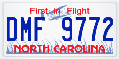 NC license plate DMF9772