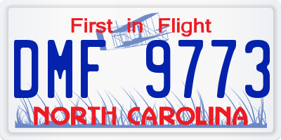 NC license plate DMF9773
