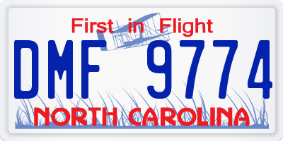 NC license plate DMF9774