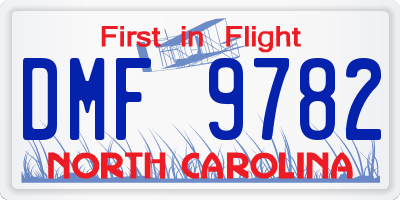 NC license plate DMF9782