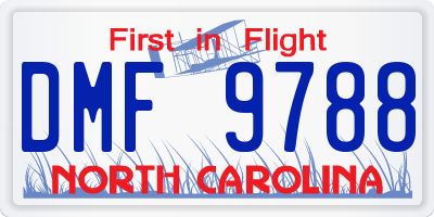 NC license plate DMF9788