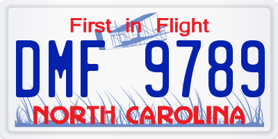 NC license plate DMF9789