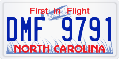 NC license plate DMF9791