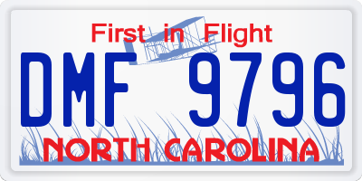 NC license plate DMF9796