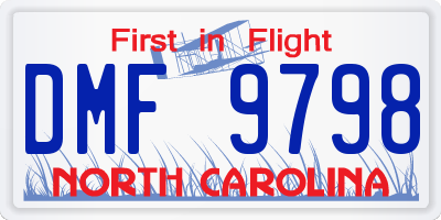 NC license plate DMF9798