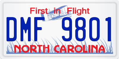 NC license plate DMF9801