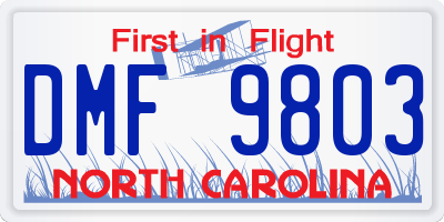 NC license plate DMF9803