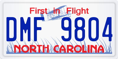 NC license plate DMF9804