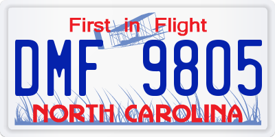 NC license plate DMF9805