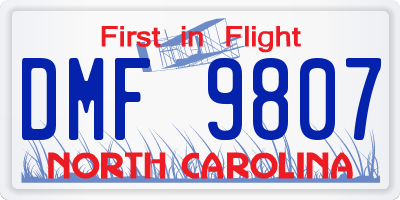NC license plate DMF9807