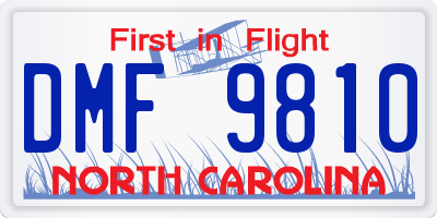 NC license plate DMF9810