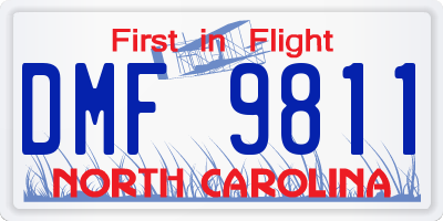 NC license plate DMF9811