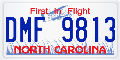 NC license plate DMF9813