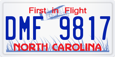 NC license plate DMF9817