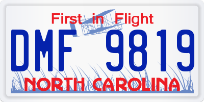 NC license plate DMF9819