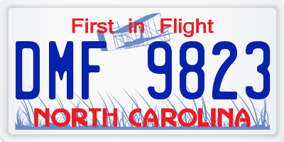 NC license plate DMF9823