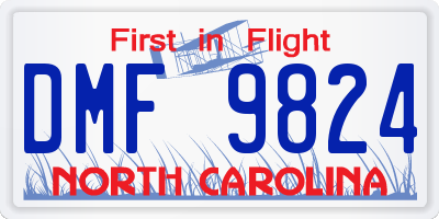 NC license plate DMF9824
