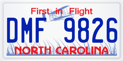 NC license plate DMF9826