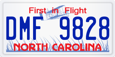 NC license plate DMF9828