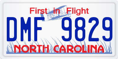 NC license plate DMF9829